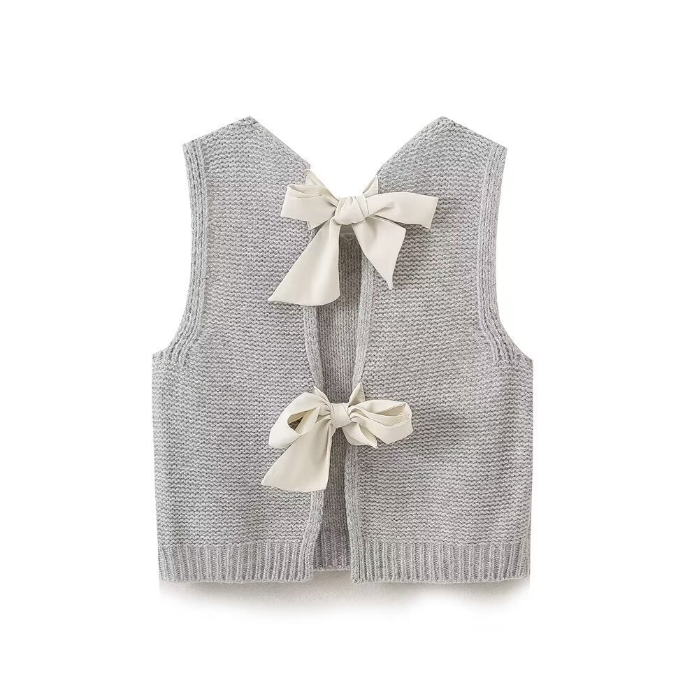 Women's Back Bow Hollow Out Sweater Vest