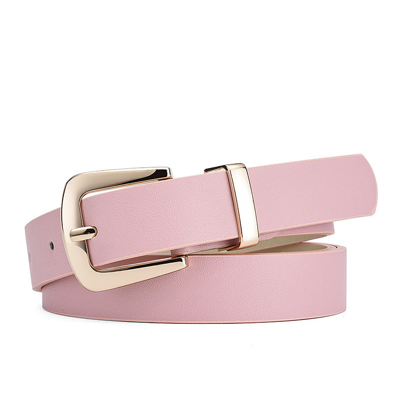 Simple Lady Candy Color Elegant Decoration Belt Gold Buckle Fashion All-match Student