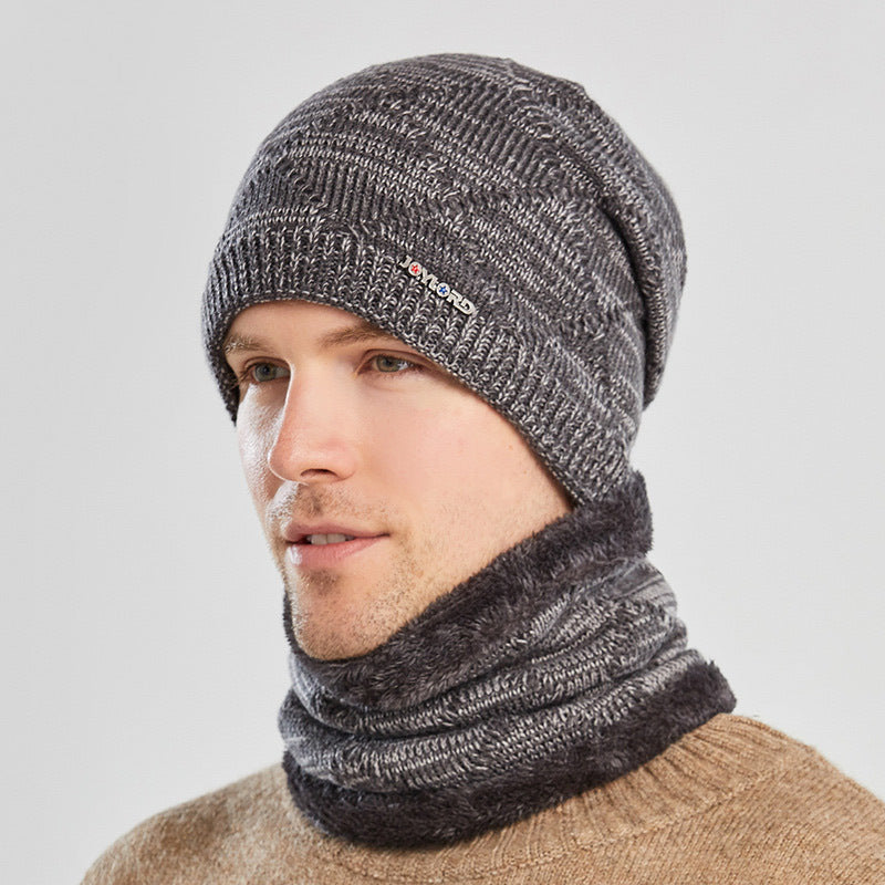 Biking Men's Two-piece Woolen Hat With Head And Ear Protection