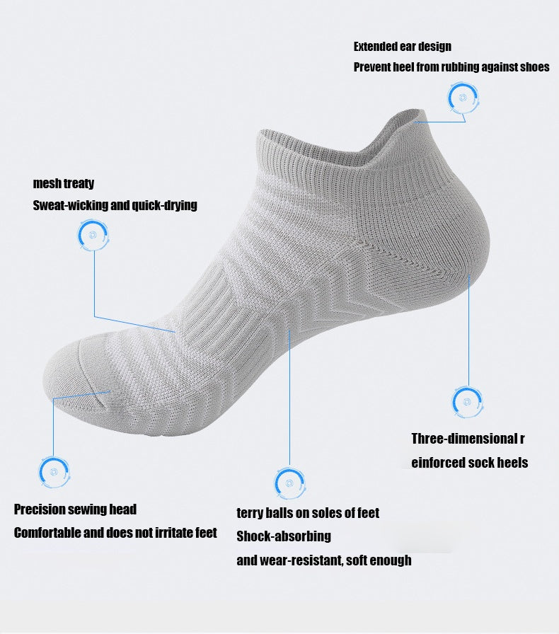 3 Pairs Men Low Athletic Socks Cushion Running Socks Performance Breathable Crew Socks Outdoor Sports Socks