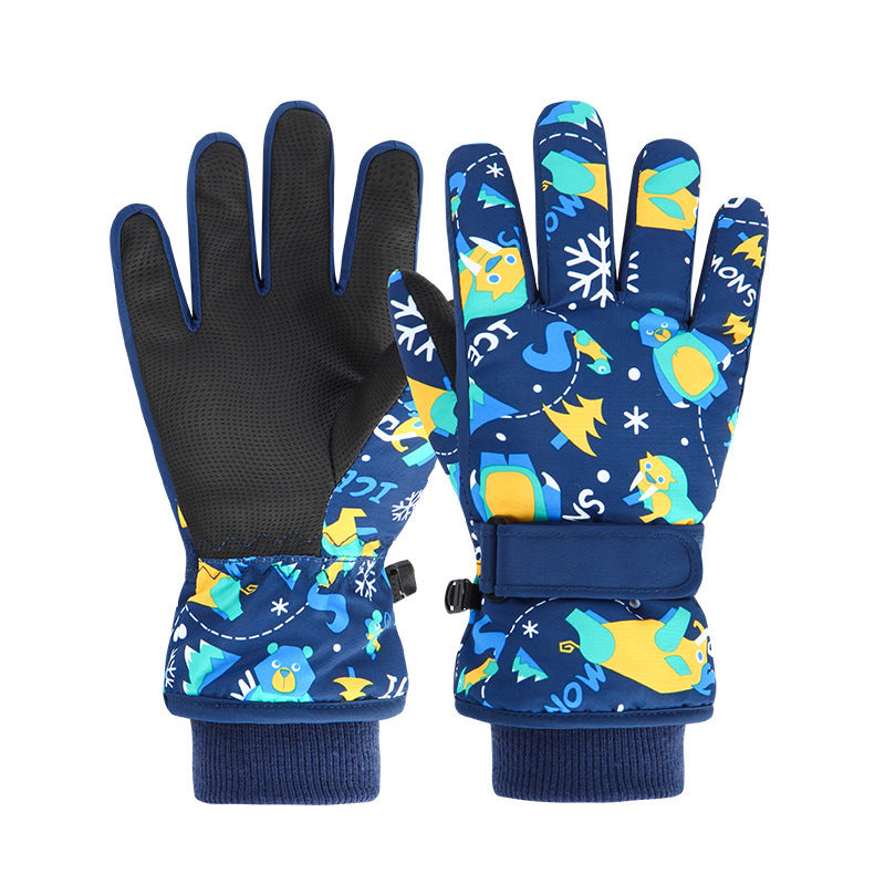 Children's Skiing Gloves With Thickened Fleece For Warmth