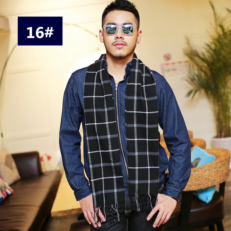 Men's Fashion Casual Warm Plaid Scarf