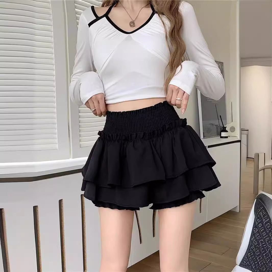 High Waist Slimming Sense Of Design Sweet And Spicy Cake Puff Short Skirt