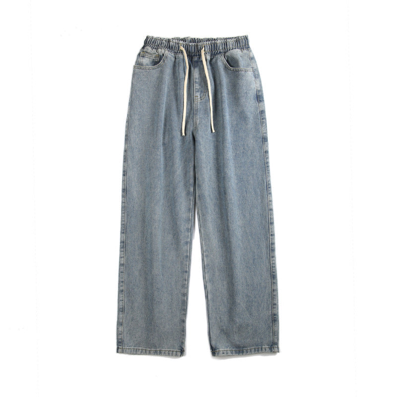 Elastic Waist Loose Straight Drooping Mop Pants