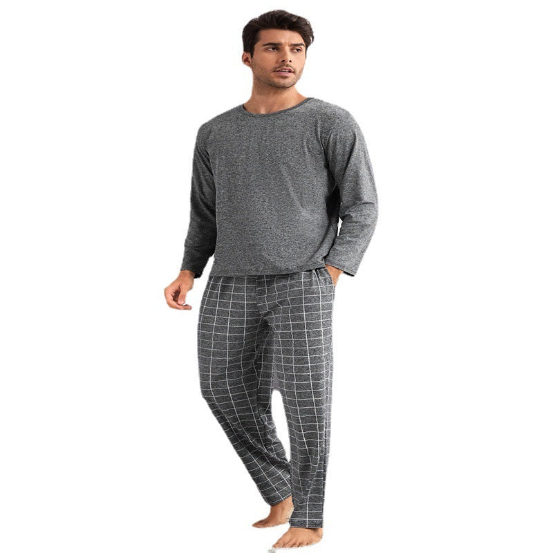 Thin Section Plaid Loungewear Outer Pants Men's Suit