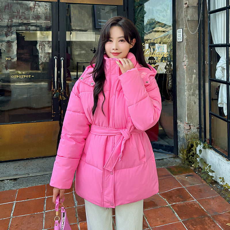 Korean Style Women's Thick Hooded British Style Cotton-padded Coat