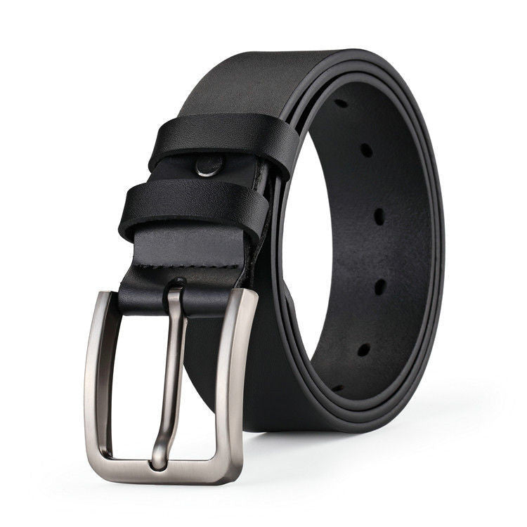 Cowhide Pin Buckle Belt Men's Single-layer Leather Punching Belt