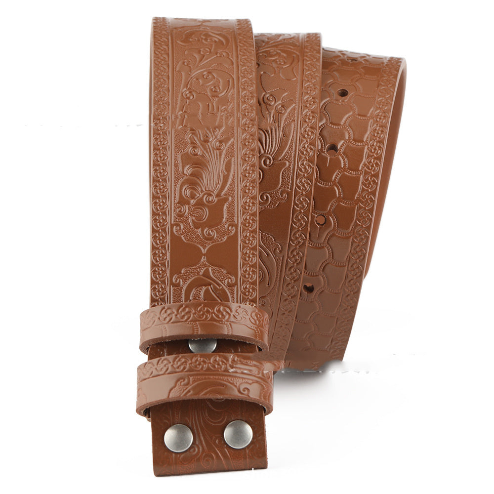 Phoenix Tail Embossed Smooth Buckle Cowhide Belt