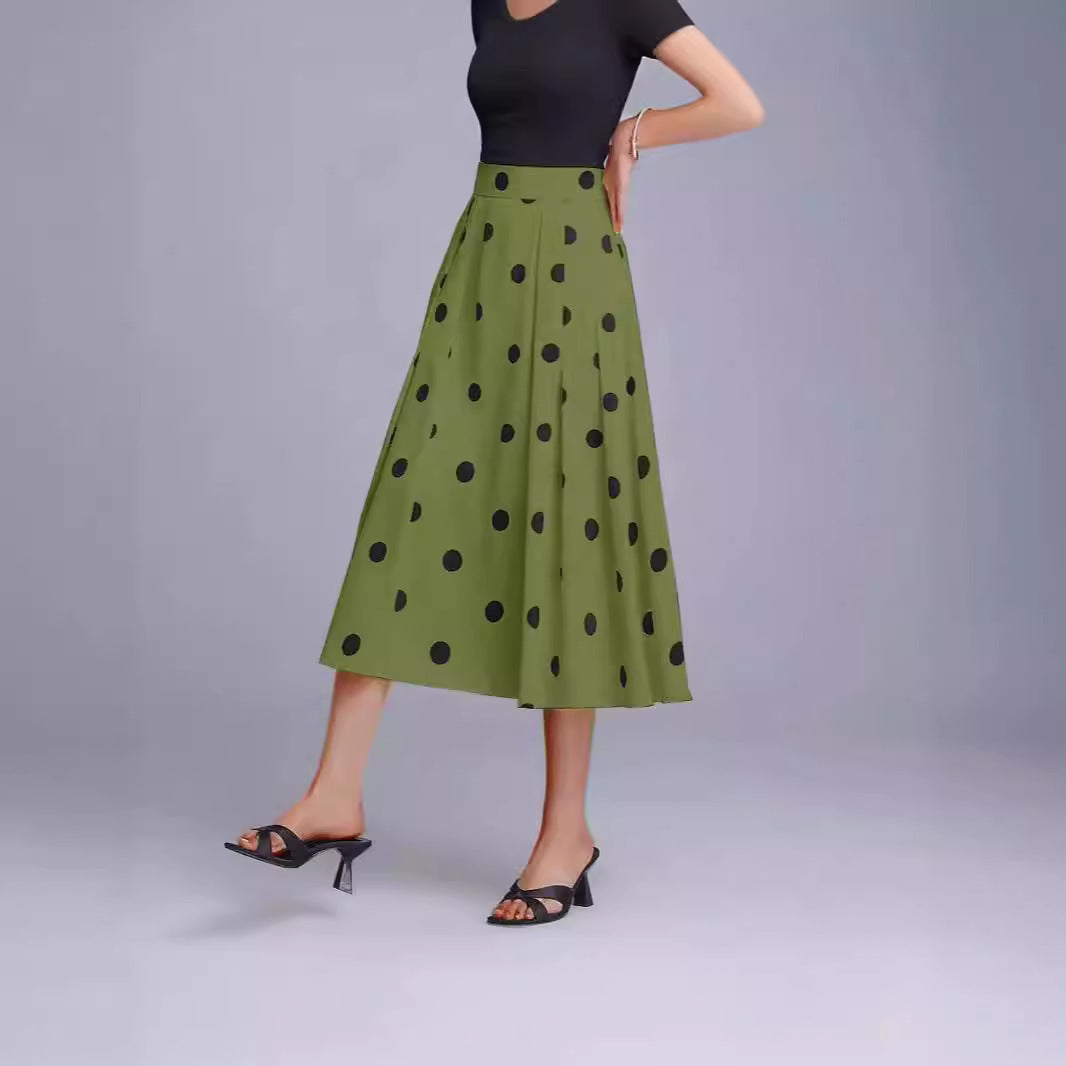 Draping Polka Dot Skirt Women's Summer Style