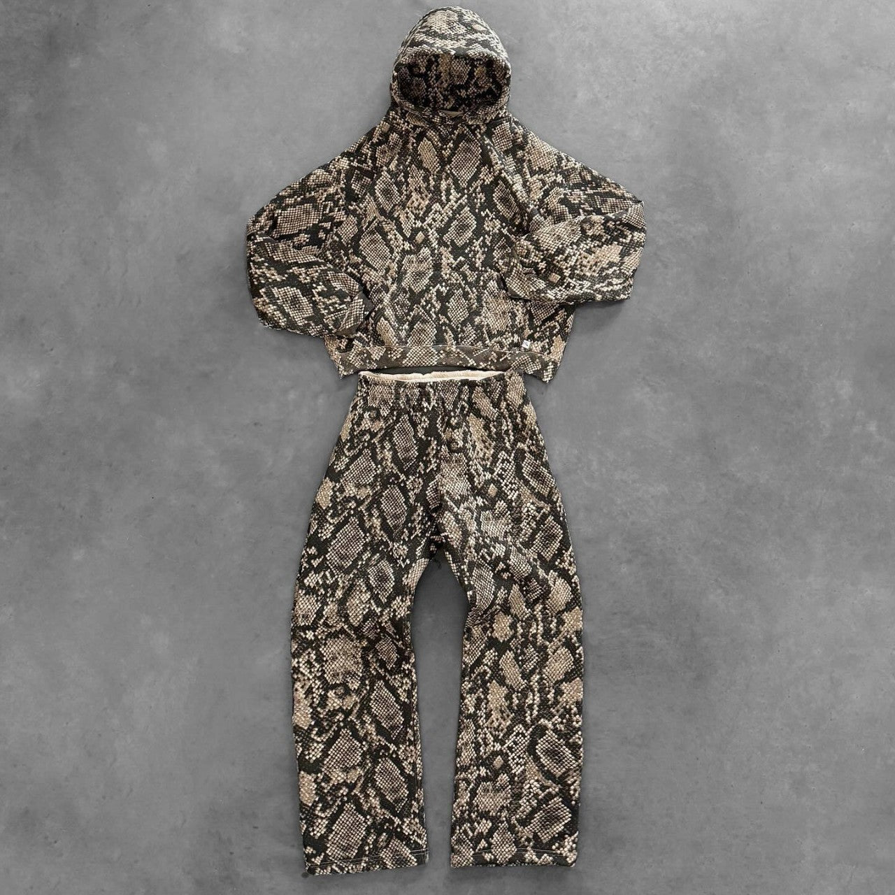 Python Print Neutral Loose-fitting Hoodie Suit