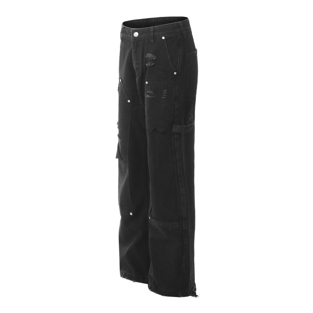 Men's Solid Color Loose Straight Trousers