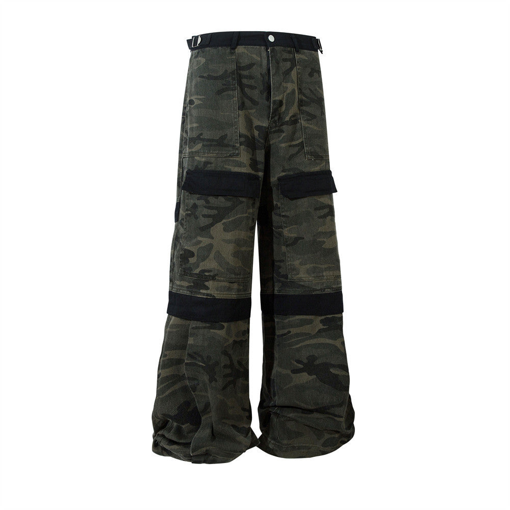 Heavy Industry Camouflage Workwear Men Trousers Stitching