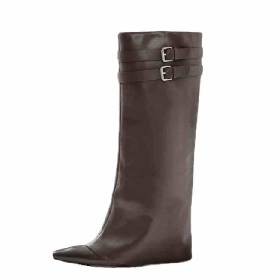 Pointed Toe Below The Knee Wedge High-top Thin Knight Women's Boots