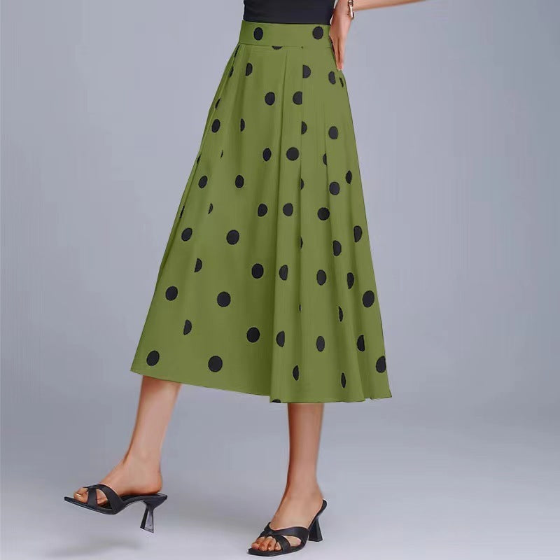 Draping Polka Dot Skirt Women's Summer Style