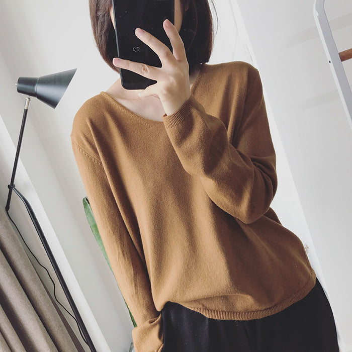 V-neck Pullover Long Sleeve Sweater