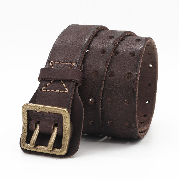 Cowhide Handmade Stitching Anti-allergy Men's Leather Belt