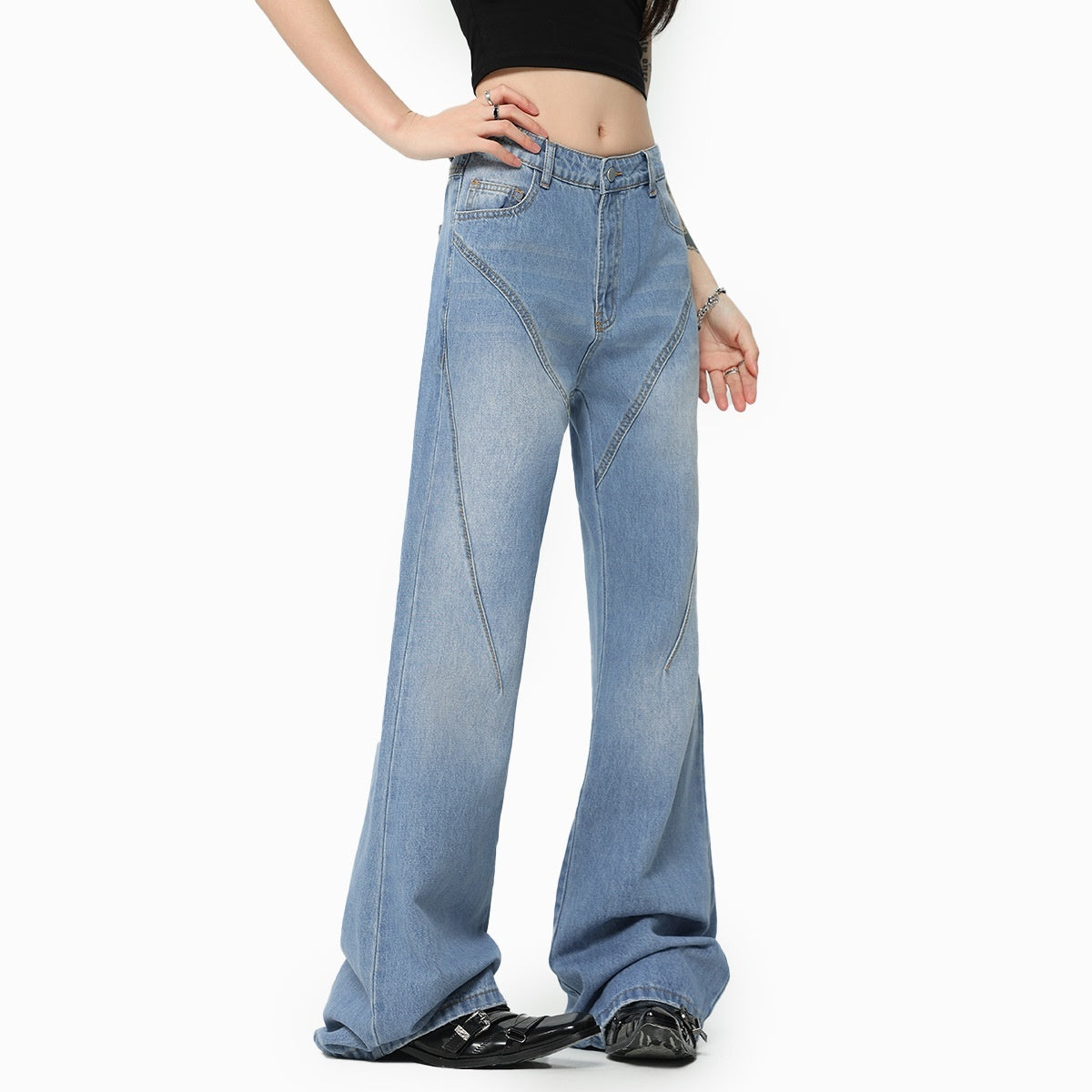 Retro High Street American Micro-washed Slim Jeans