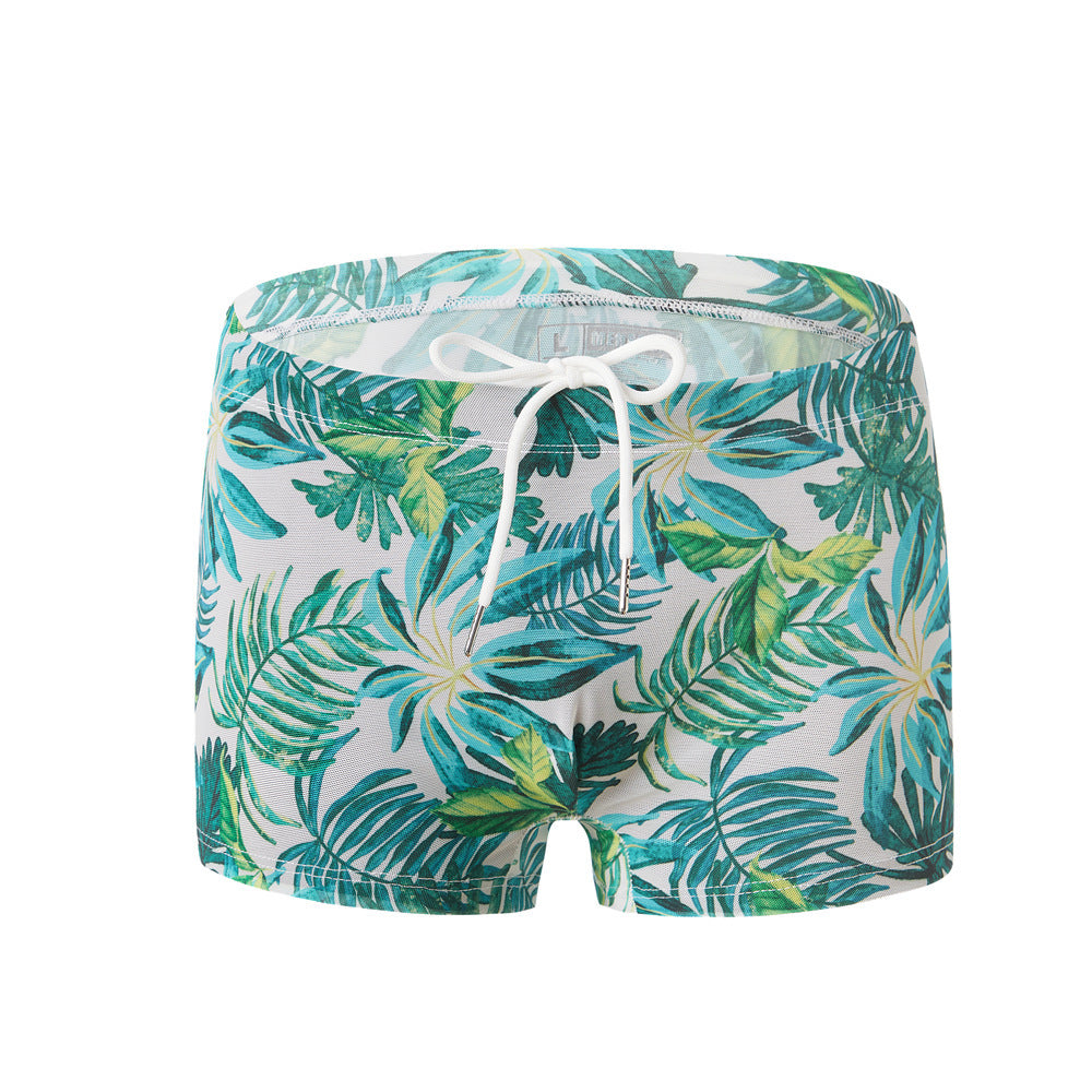 Men's Printed Swimming Trunks Tether Low Waist Boxer