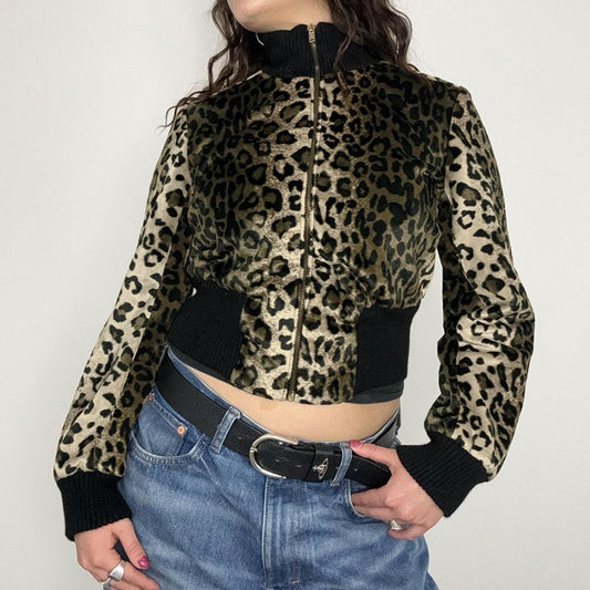 European And American Style Leopard Print Gradient Turtleneck Hot Girl Jacket