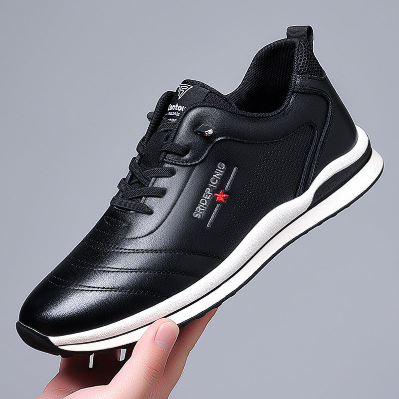 Youth British Style Breathable Soft Leather Men's Casual Leather Shoes