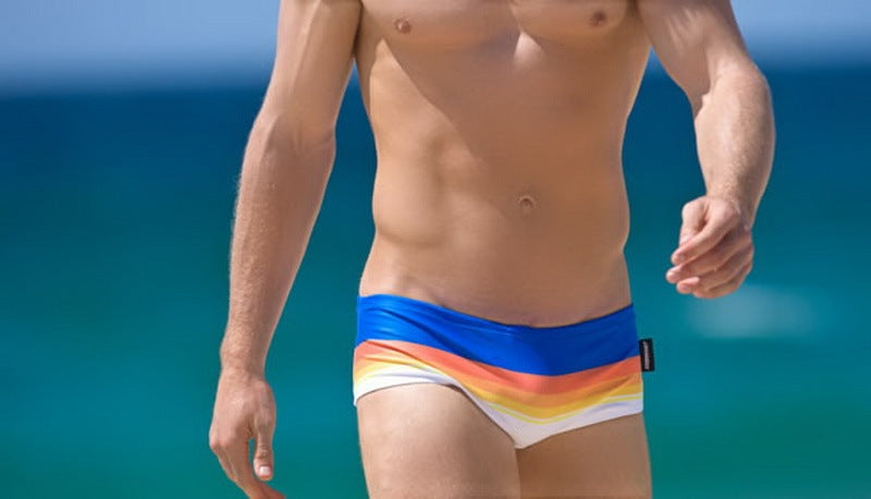 Fashion Rainbow Swim Briefs Boxer Swimming Trunks