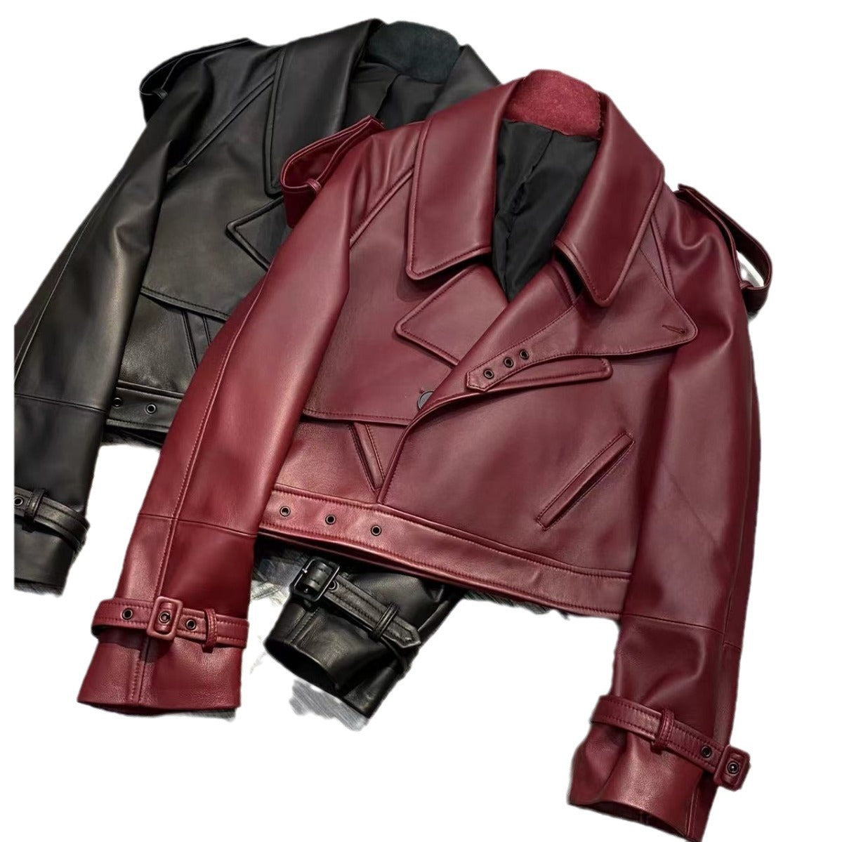 Women's Fashion Loose Outer Sheep Leather Jacket