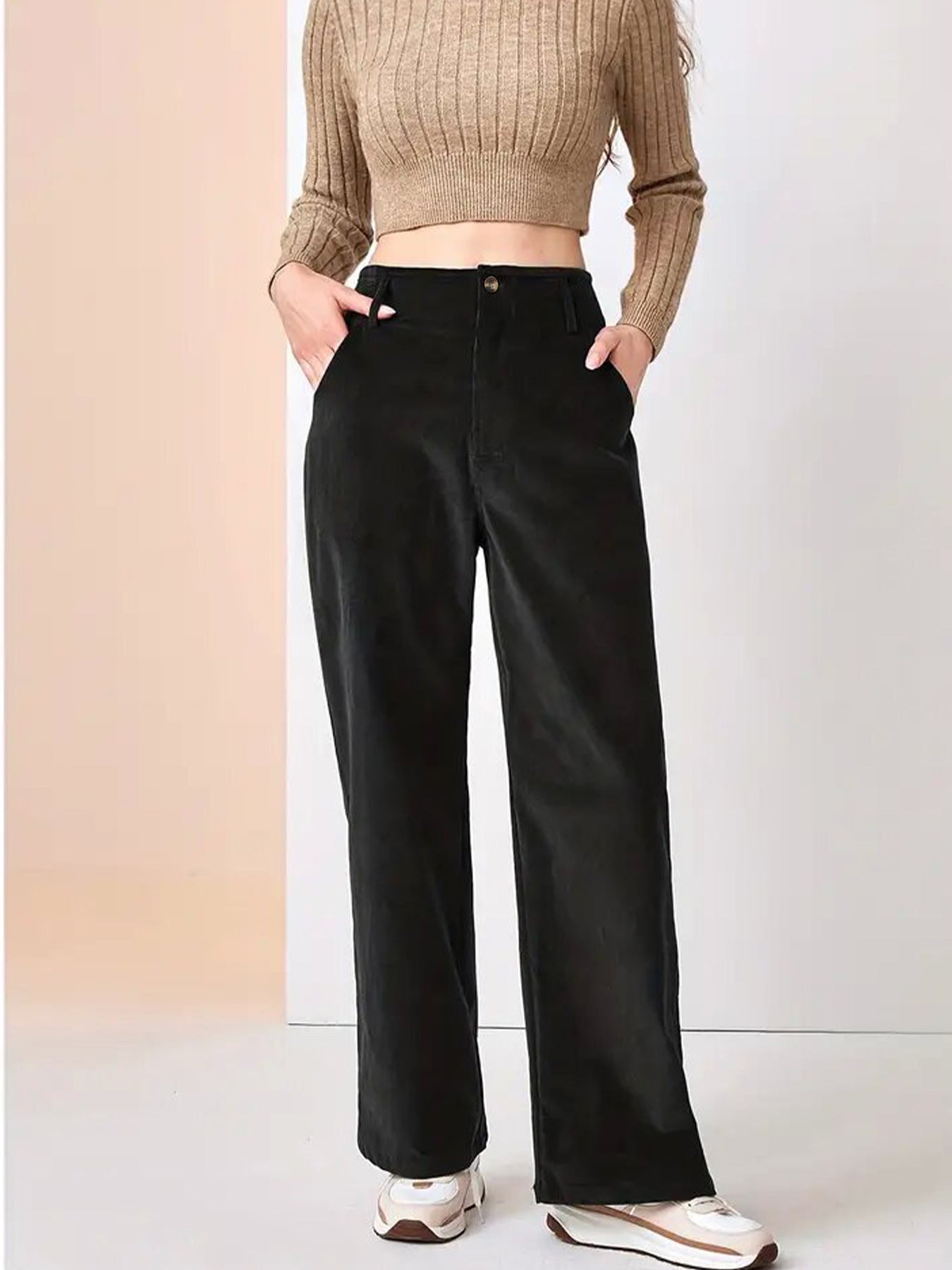 High Waist Drooping Slimming Casual Straight Pants Women's Trousers