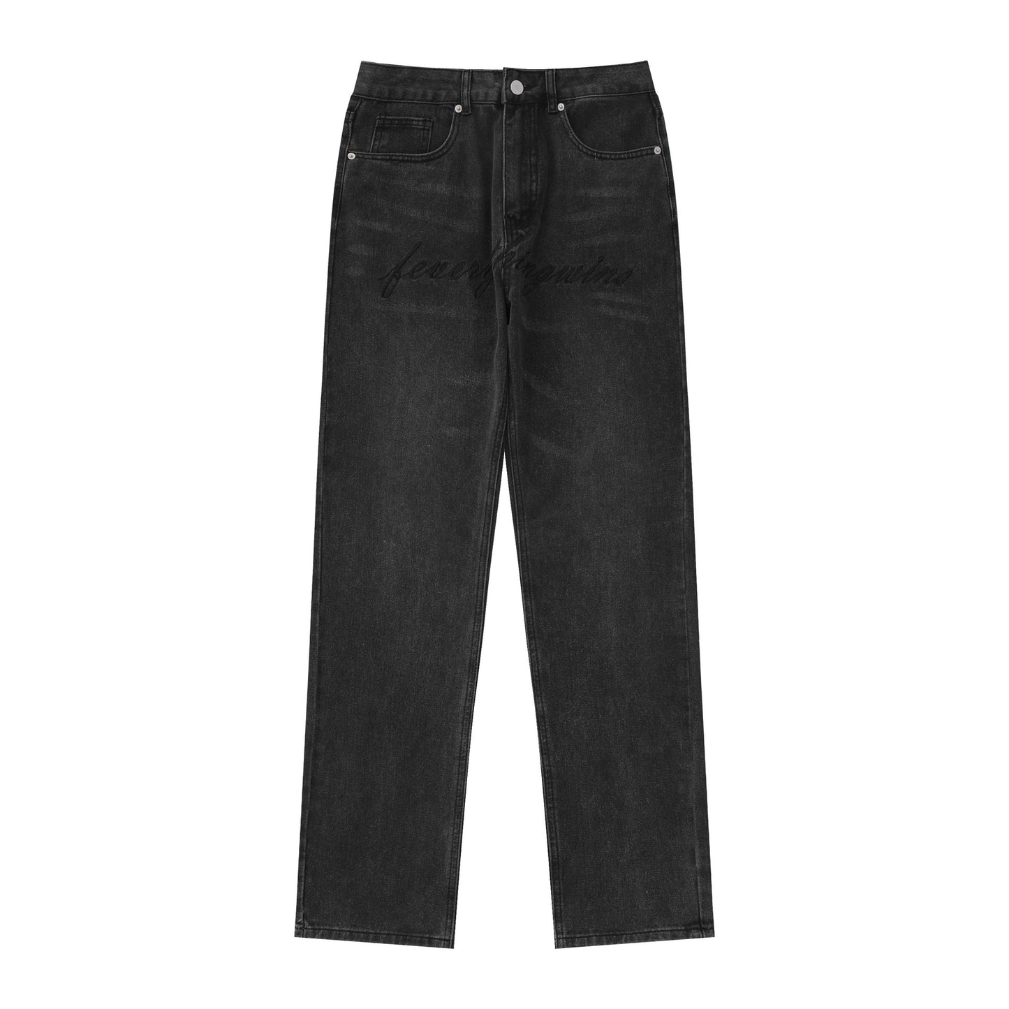 American-style Slim Fit Stretch-free High Street Retro Washed Jeans