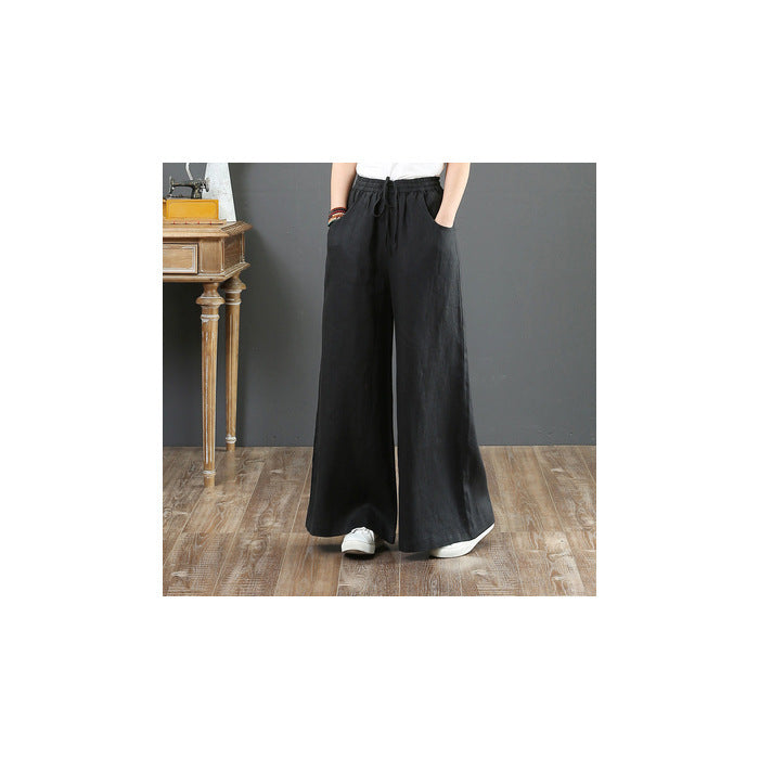 Linen Fabric Women's Wide-leg Pants Casual Yoga