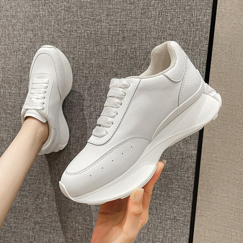 Leather Sports Casual Shoes White Shoes Four Seasons Raise The Bottom Dad Shoes