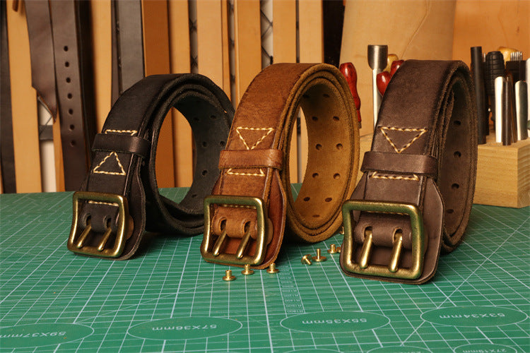 Cowhide Handmade Stitching Anti-allergy Men's Leather Belt