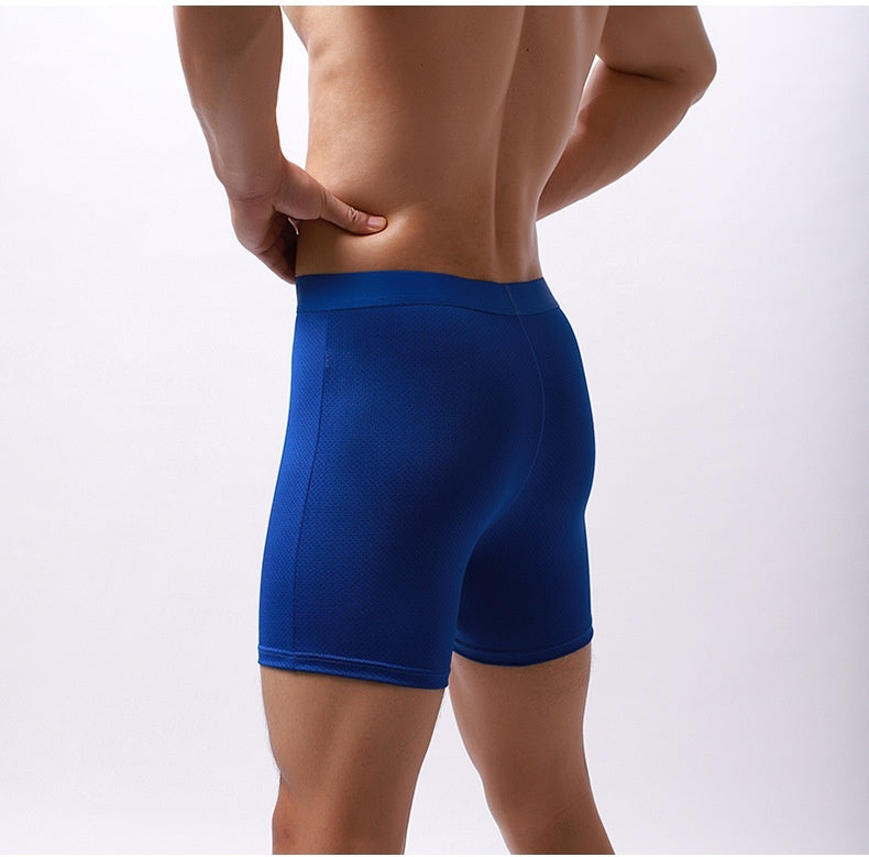 Men's Lengthened Boxers Breathable Mesh Underpants Sports