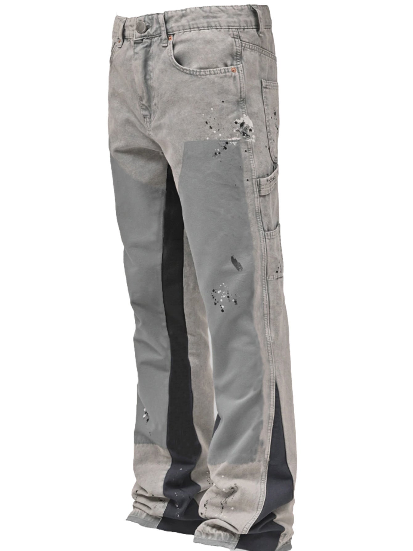 Men's Denim Overalls Laminated Bell-bottom Pants