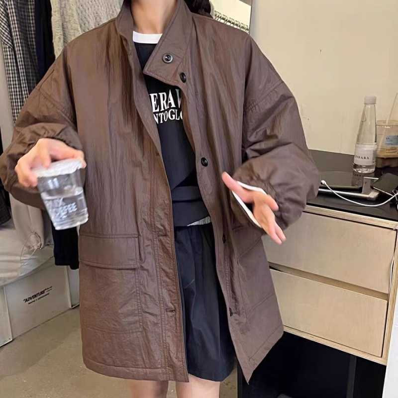 Mid-length Coat Thin Cotton Coat Workwear Windbreaker