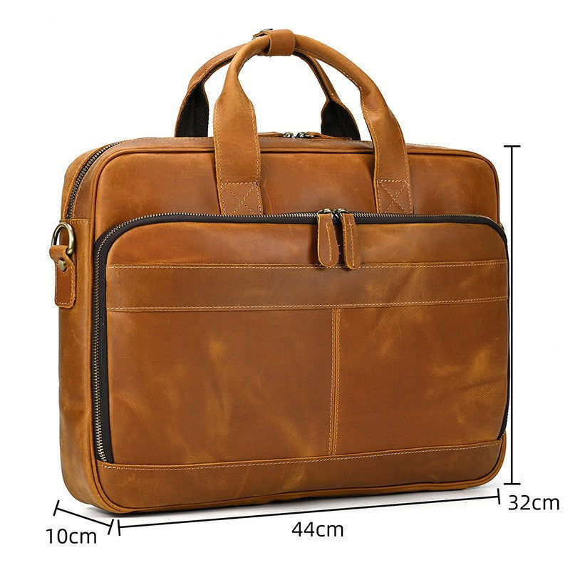 Men's First Layer Cowhide Portable Briefcase