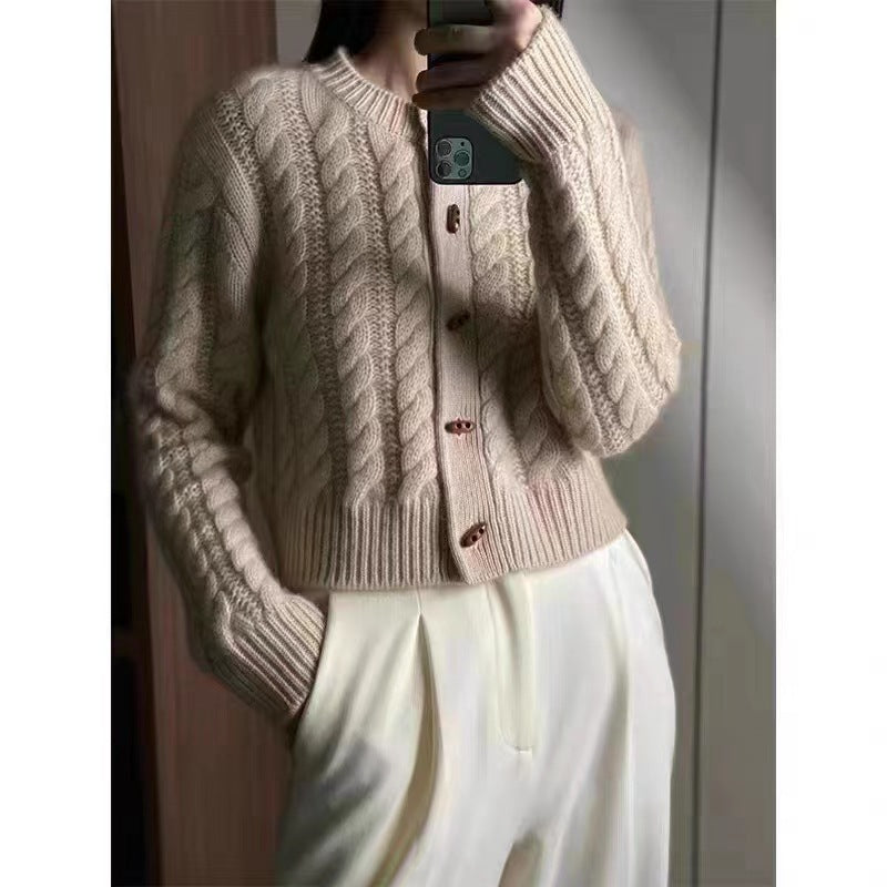 Women's Button Twist Cashmere Cardigan Sweater