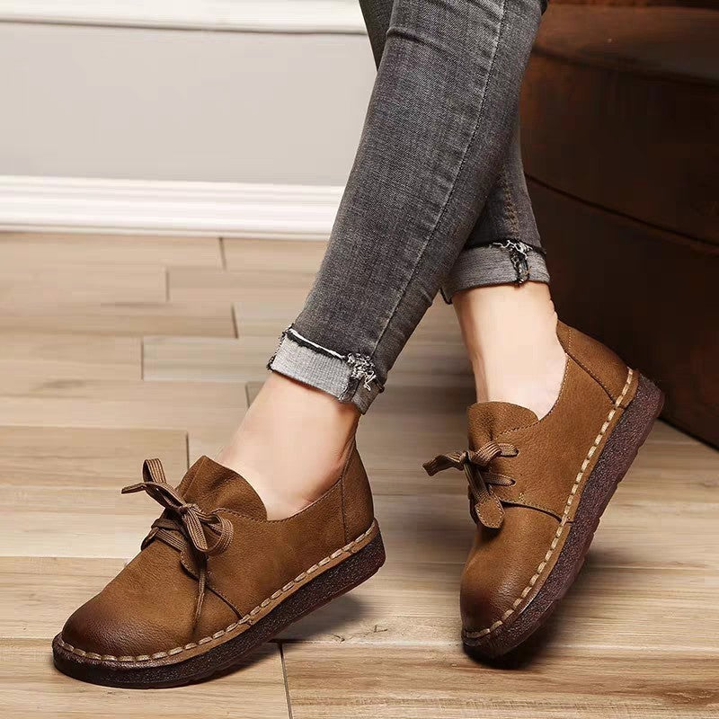 Casual Retro Beef Tendon Soft Sole Japanese Mori Women Comfortable Cowhide Small Shoes