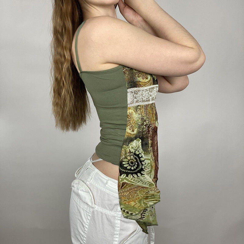 Vintage Printed Small Vest Sling Top