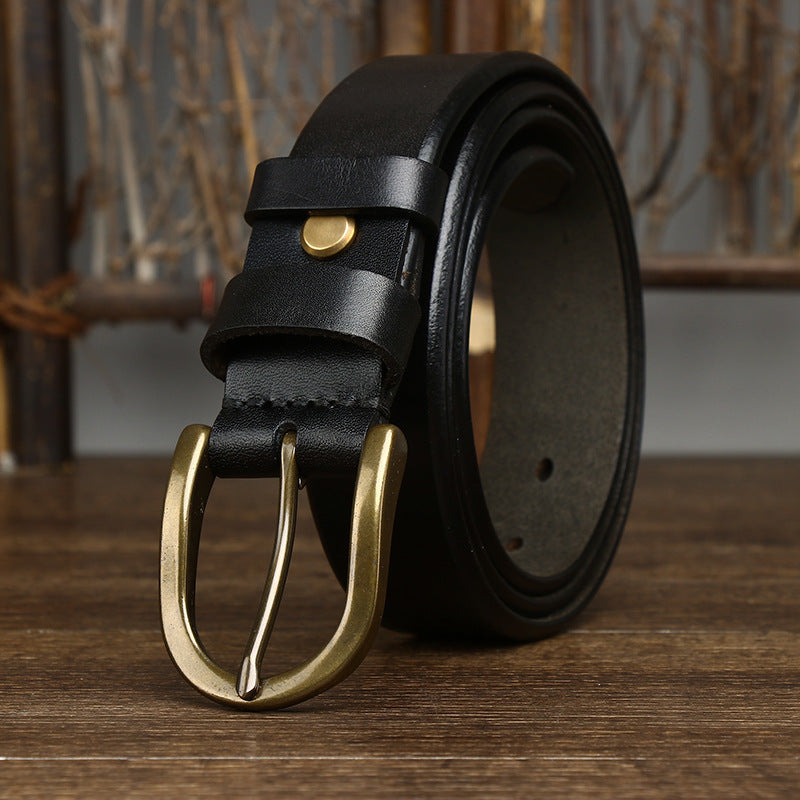 3.3CM Wide Copper Buckle Trendy Fashion Retro Belt Men