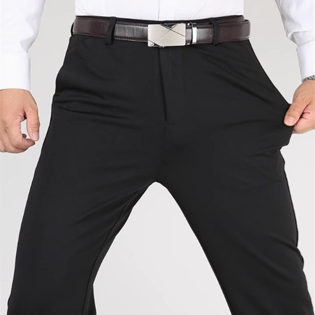 Men's Casual Trousers Elastic Non-ironing Loose Straight Suit Pants