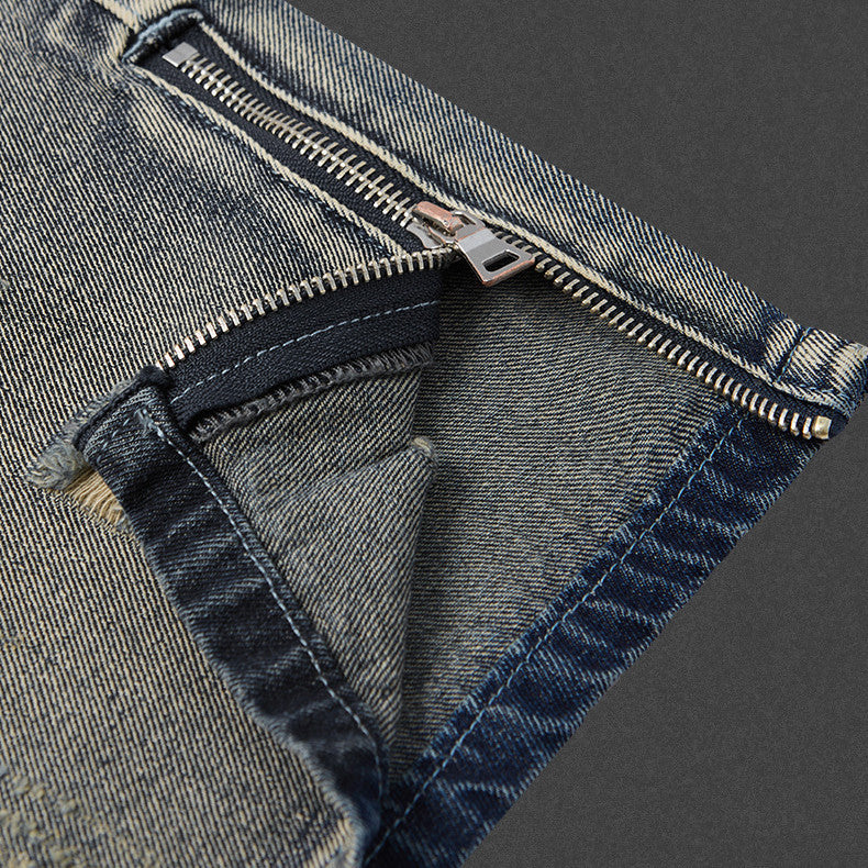 High Street Heavy Industry Water Washed Hole Jeans