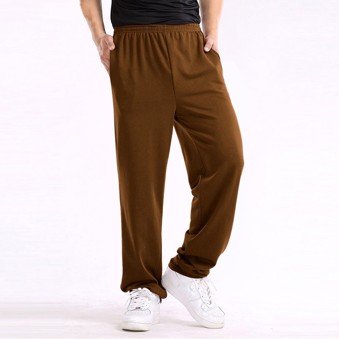 Casual Trousers Men's Home Straight Sweater Solid Color Loose Trousers