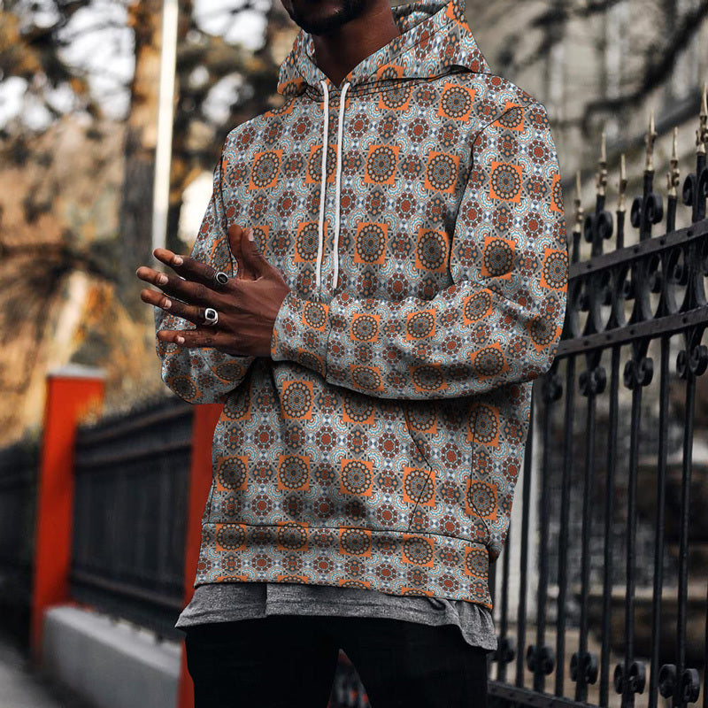 Ethnic Series Printed Hoodie Men's Sweater