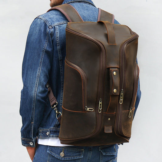 Men's Fashion Top Layer Leather Backpackage