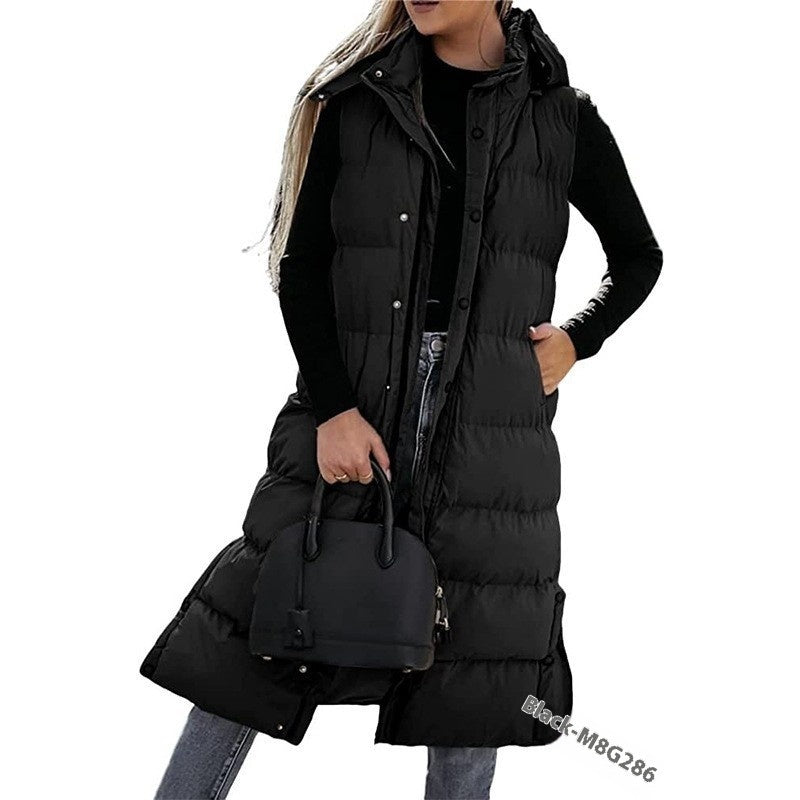 Women's Casual Mid-length Vest Zipper Single-breasted Jacket