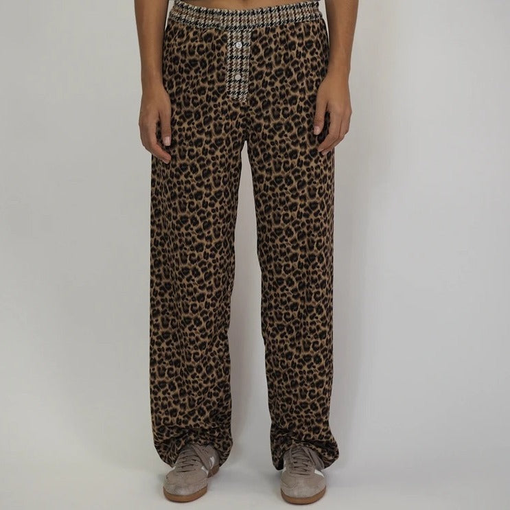 Leopard Print Commuter Elegant High Waist Loose Casual Pants