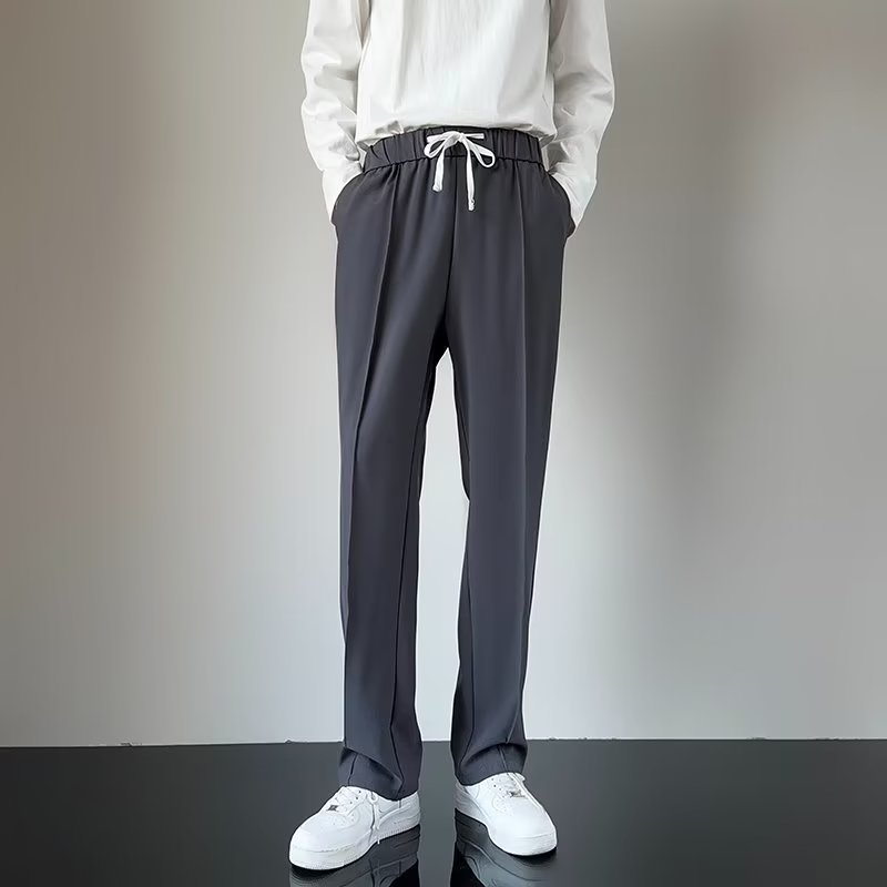 Draping Slim Fit Casual Suit Pants