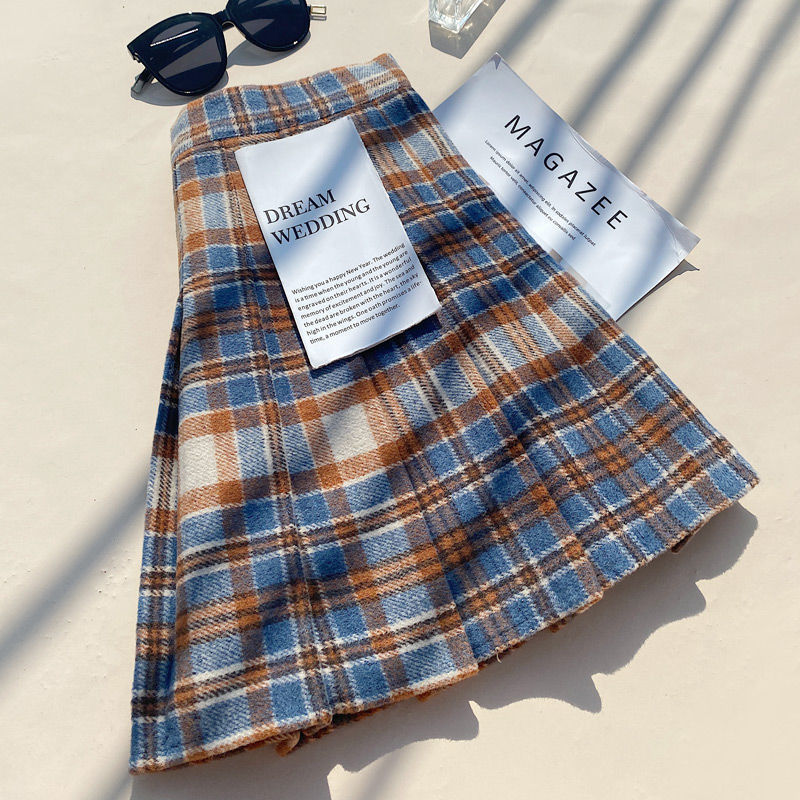 Plaid Pleated Skirt For Women, Autumn And Winter A-line