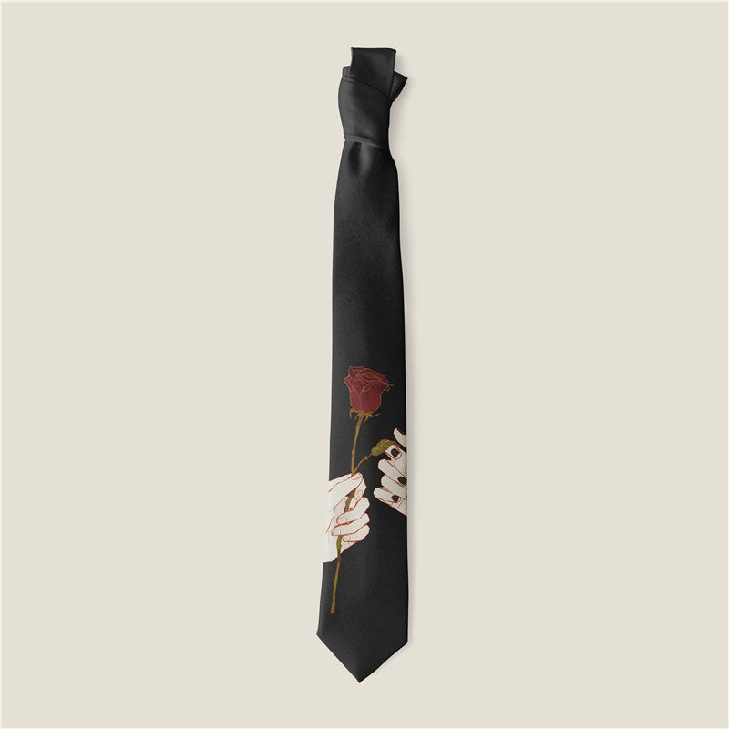 Fashion Animal Rose Creative Print Tie