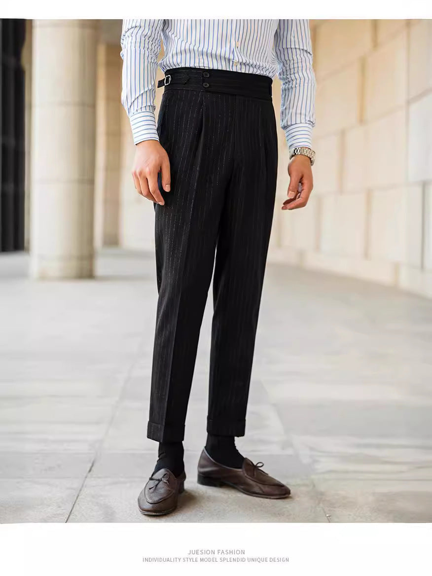 Italian Naples High-waisted Trousers Men